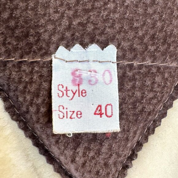 Vintage Mens Sheepskin Shearling Suede Coat Size 40 Brown Marlboro Man Ranch - Picture 4 of 7